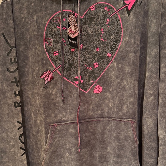 Betsy Johnson Torrid Gray Wash Arrow Heart Hoodie Dress Size 3X - Picture 8 of 11